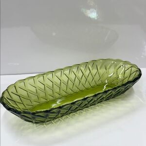 Vintage INDIANA GLASS Pretzel Avocado Celery Dish